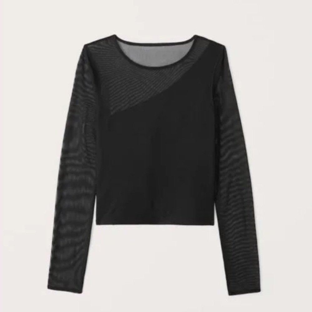 A&F Black Mesh Asymmetrical Top